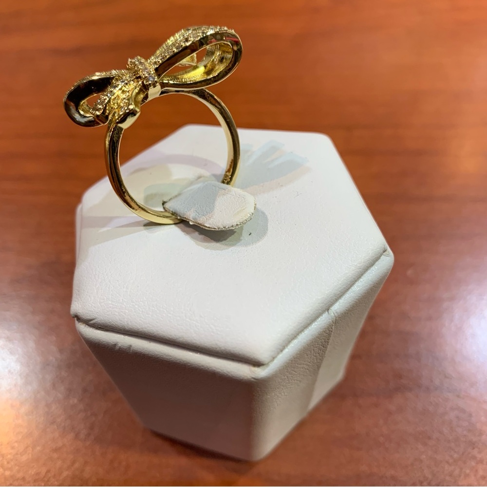18k yellow gold-plated gemstone adjustable Bow Ring - Picture 8 of 9